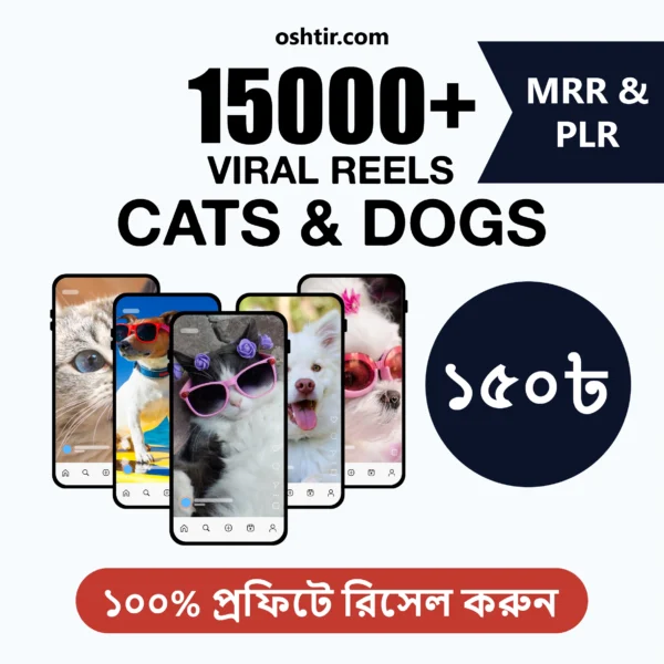 ১৫,০০০+ Viral Dog & Cat Reels | ফেসলেস Pet ভিডিও TikTok, Insta, YouTube-এ পোস্ট করুন! MRR + PLR সহ Resell করুন
