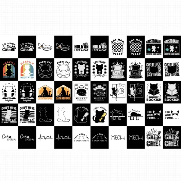 Cat SVG Bundle | 25 Designs for POD & Etsy Sellers | Commercial Use SVG PNG EPS AI | PLR & MRR Digital Download V1 - Image 2